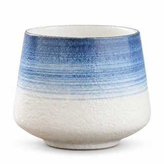 Blue 200 ml ceramic tasting cup with horizontal gradient glaze on a white background.