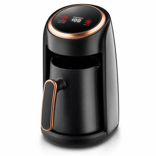 白背景の取り外せるポットと銅色アクセントのブラック300ml電気コーヒーポット
