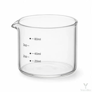 80ml borosilicate glass espresso measuring cup with pour spout