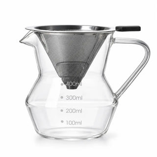 Transparenter 400-ml-Pour-over-Kaffeebereiter aus Glas mit Stahlfilter