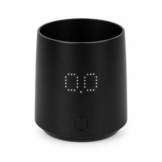 Yozcoffee black 200 ml digital coffee dosing cup scale on a white background
