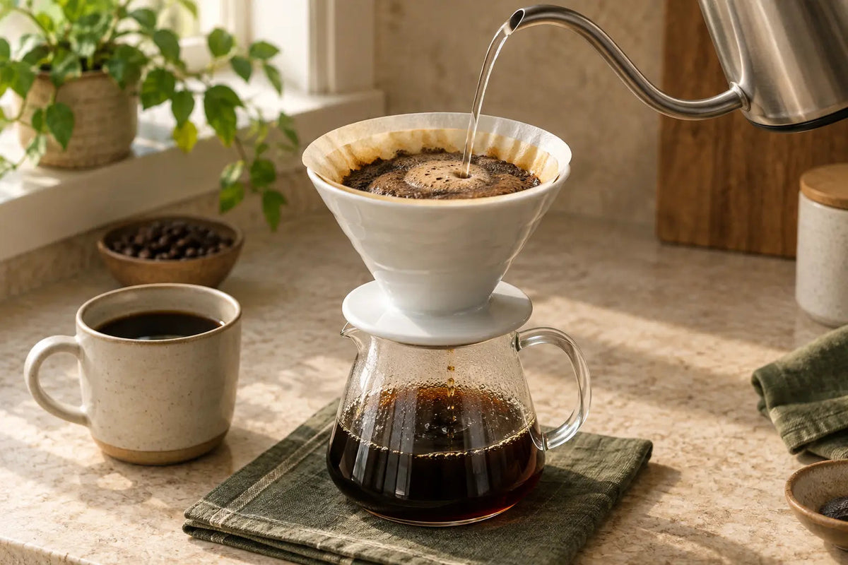 Pour-Over-Kaffee brühen: Schritt-für-Schritt-Rezept mit 20 g und Zeitplan