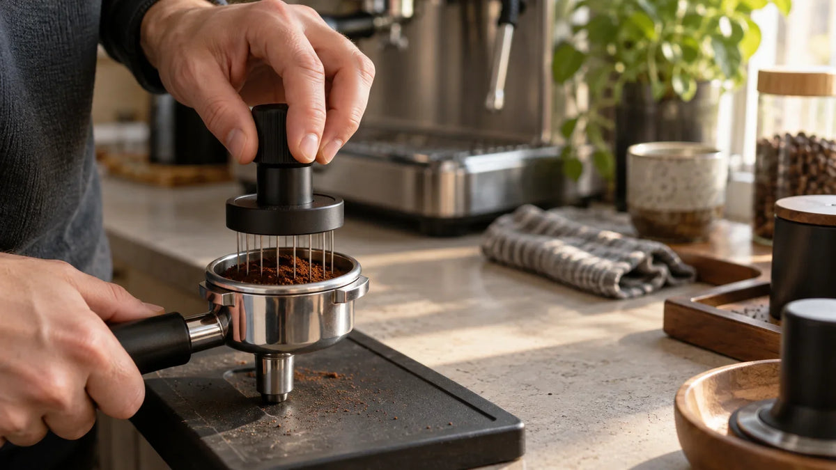 Ferramenta WDT rotativa: como utilizar um distribuidor rotativo para obter um café expresso mais consistente