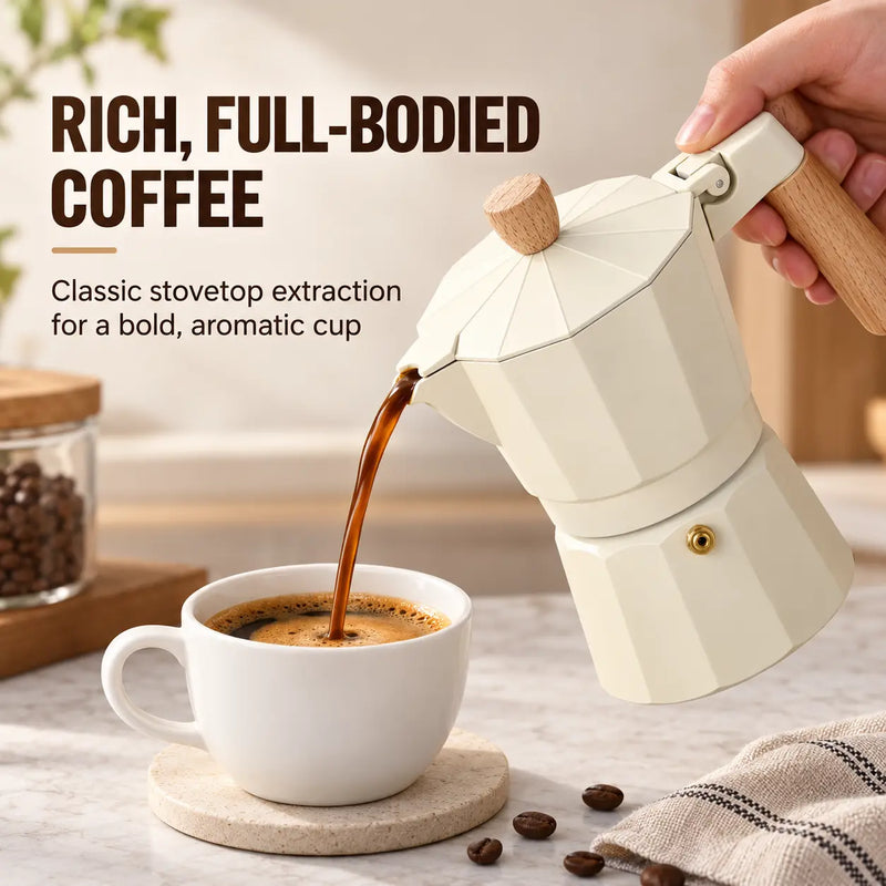 Octagonal Moka Pot – 150/300ml Aluminum Stovetop Coffee Maker - imagen del producto