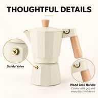 Octagonal Moka Pot – 150/300ml Aluminum Stovetop Coffee Maker - miniatura 4