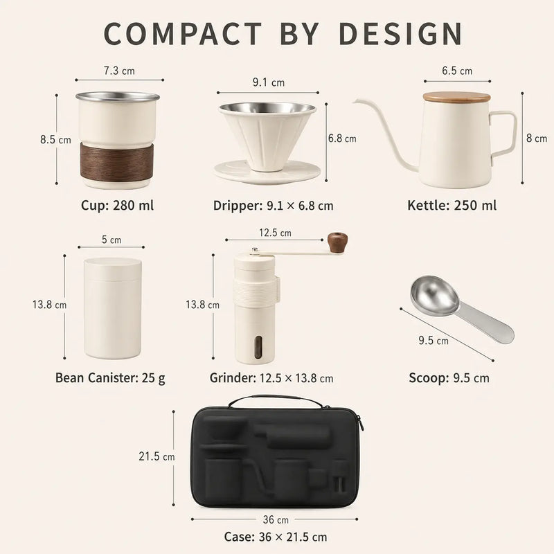 Set portátil de café de filtro – 6 piezas con molinillo - imagen del producto