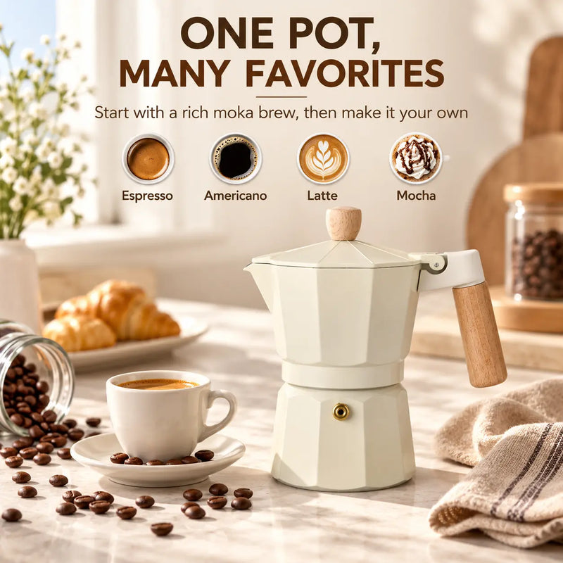 Octagonal Moka Pot – 150/300ml Aluminum Stovetop Coffee Maker - imagen del producto