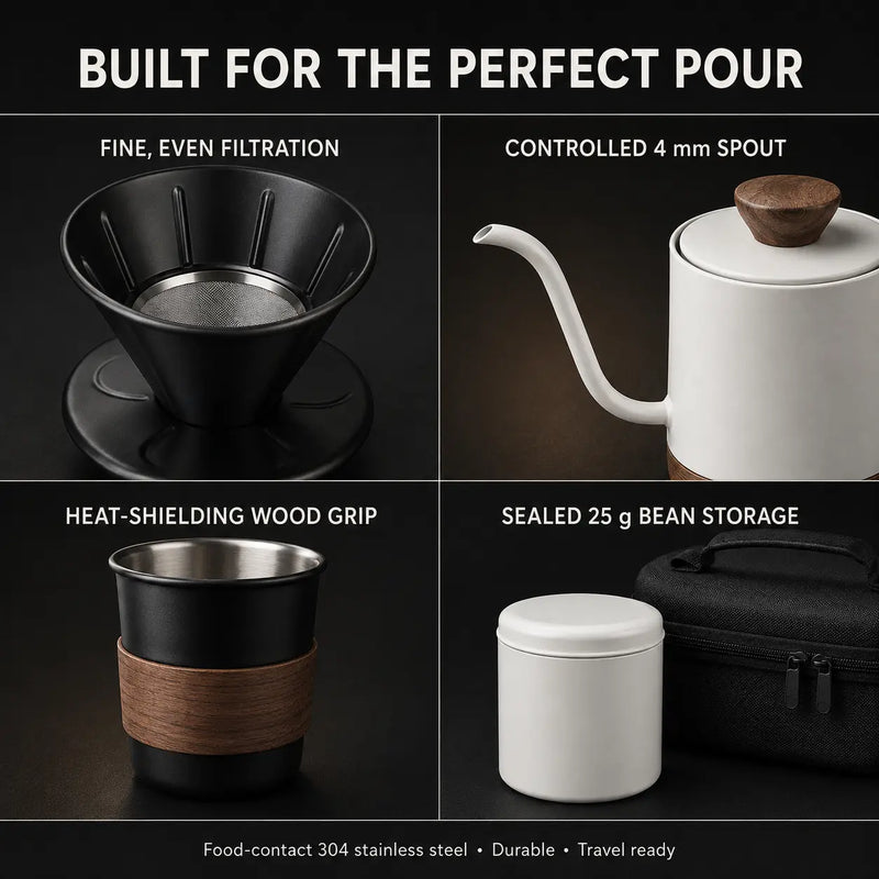 Travel pour-over coffee kit packed in its EVA carry case – product view 6