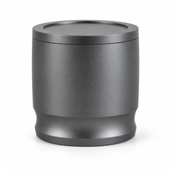 58mm Espresso Dosing Cup with Lid & Lifting Rod – Anodized Aluminum, Gray/Black/Silver
