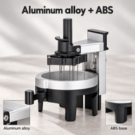 Distribuidor WDT giratorio negro y plateado con detalles ampliados de aleación de aluminio y ABS.