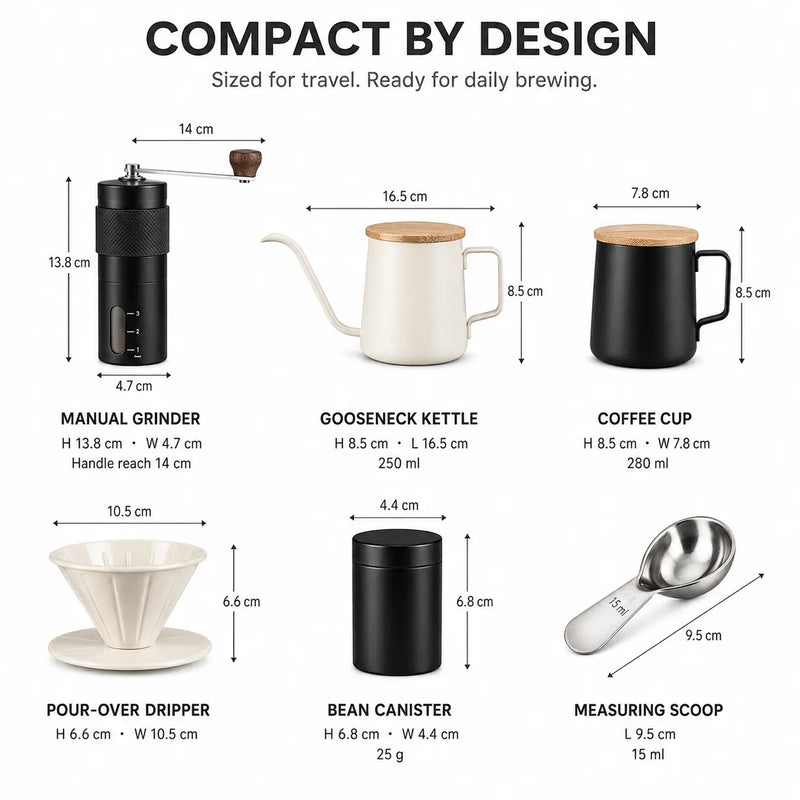 6-piece pour-over coffee gift set for camping and office – product view 7