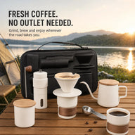 Pour-over coffee travel kit with manual burr grinder – product view 3