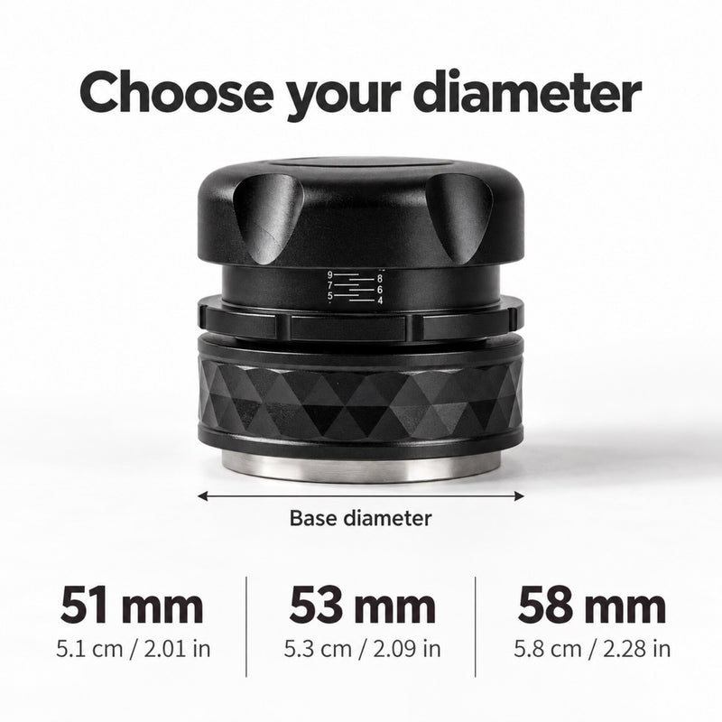 Guide des tailles du tamper espresso : bases de 51 mm, 53 mm et 58 mm de diamètre