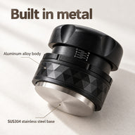 Corps en alliage d’aluminium et base plate en acier inoxydable SUS304 du tamper espresso noir