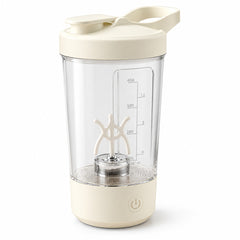 Chávena de mistura automática – 450ml (15oz), recarregável por USB-C, corpo transparente, creme