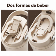 Primeros planos de la abertura para pajita y la abertura para beber directamente en la tapa beige