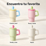 Colores: crema y azul, rosa y verde, verde y rosa, marfil