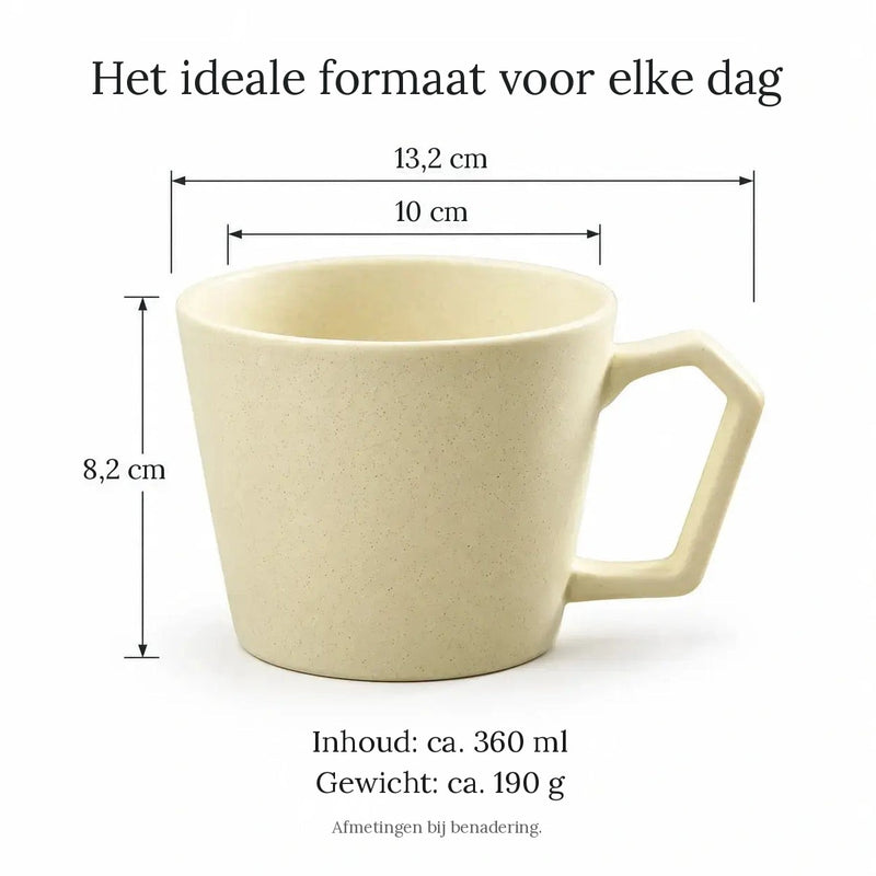 Afmetingen van de keramische mok van 360 ml