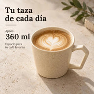 Taza de cerámica color arena con capacidad de 360 ml