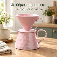 Set de café filtre en céramique rose pour le café du matin