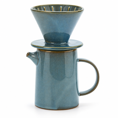 Ceramic Pour-Over Coffee Set – 500ml, Ribbed Dripper & Jug