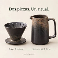 Set de dos piezas: gotero cónico de cerámica antracita y jarra de 550 ml