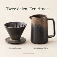 Tweedelige set: antracietkleurige conische keramische dripper en kan van 550 ml