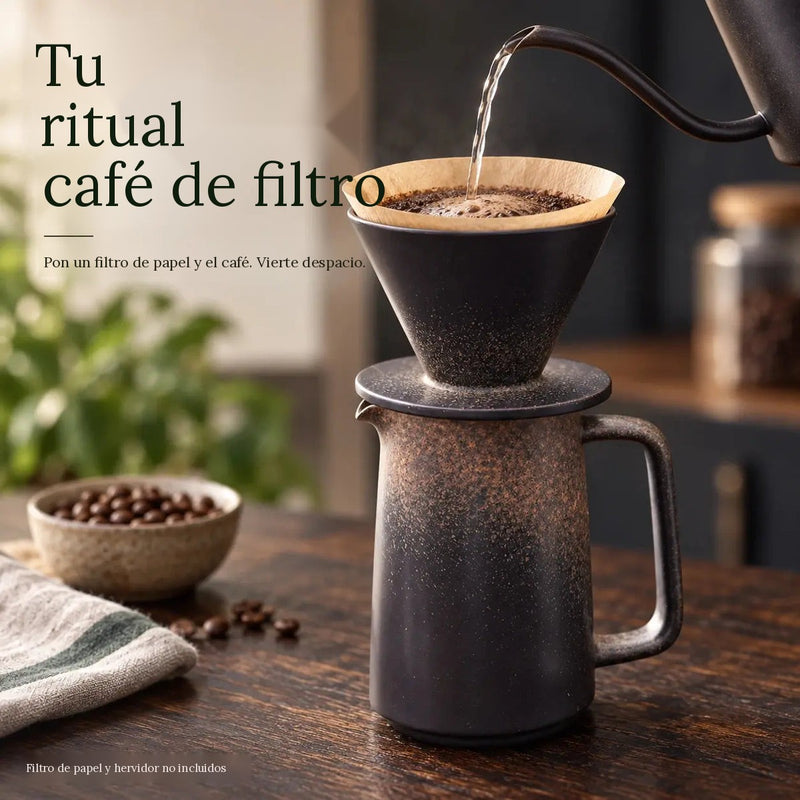 Guía de preparación del set de café de filtro de cerámica antracita