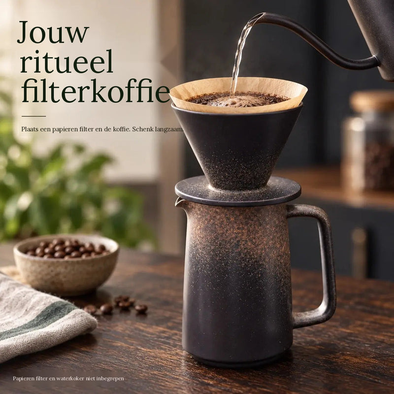 Zetgids voor de antracietkleurige keramische filterkoffieset