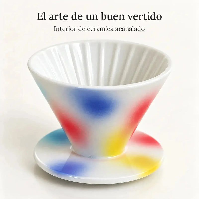 Interior nervado del gotero cónico de cerámica