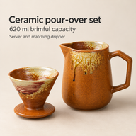 Amber ceramic pour-over set with 620 ml brimful server capacity