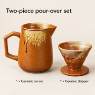 Two-piece ceramic pour-over set with one serving jug and one cone dripper