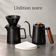 Set de café filtre en céramique noir avec bouilloire col de cygne