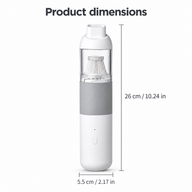 Coffee grounds vacuum dimensions: 26 cm / 10.24 in high and 5.5 cm / 2.17 in wide