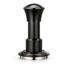 Tamper udarowy do espresso 51/53/58 mm – ustalona siła 30 lb, falista podstawa, stal SUS304, czarny/srebrny