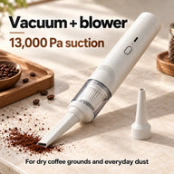 White coffee vacuum and blower with 13000 Pa suction and nozzle attachments
