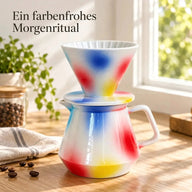 Pour-over-Set aus Keramik in einer Morgenküche