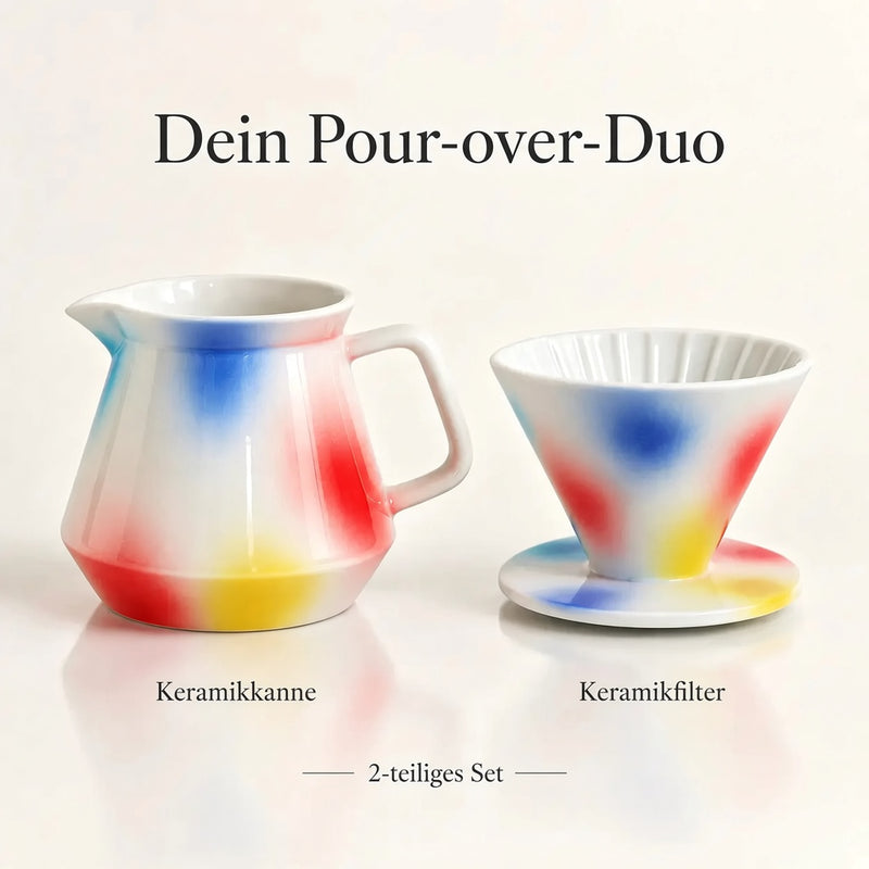 2-teiliges Set: gerippter Keramikfilter und 600-ml-Kanne