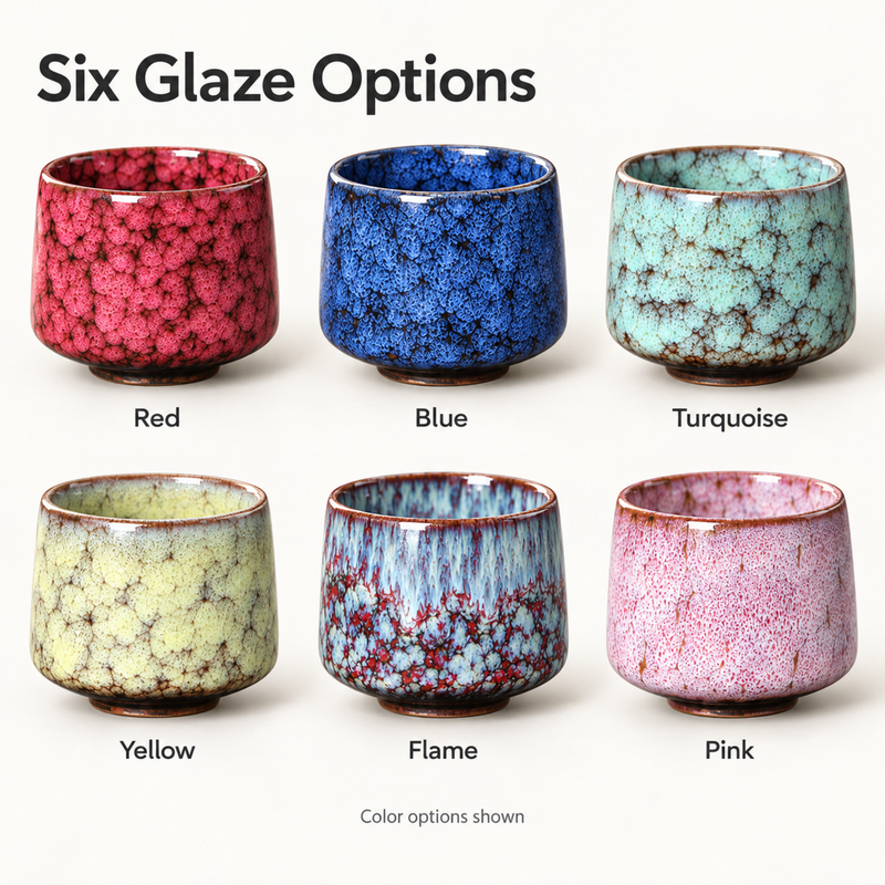Sei smalti per la tazza in ceramica: Red, Blue, Turquoise, Yellow, Flame e Pink