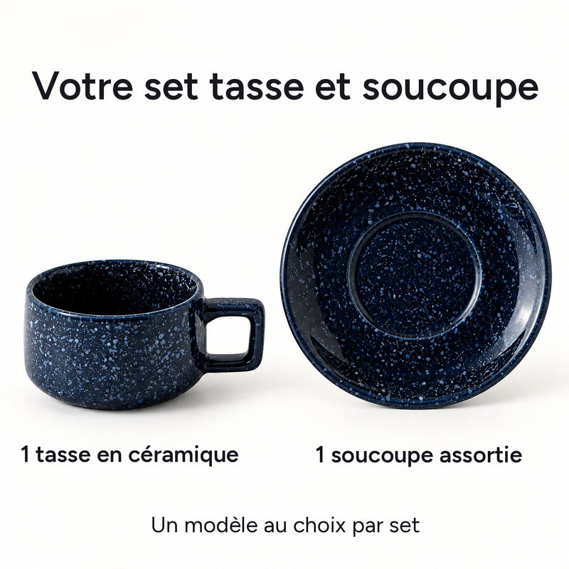 Contenu : 1 tasse en céramique et 1 soucoupe assortie