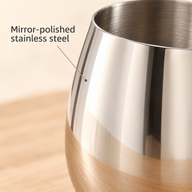 Close-up of the mirror-polished silver stainless steel body