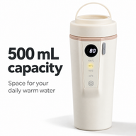 Ivory electric kettle with 500 mL capacity annotation