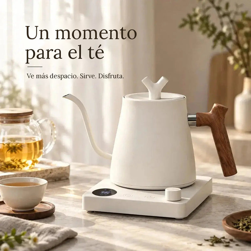 Hervidor eléctrico de cuello de cisne blanco para el té