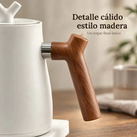 Asa con aspecto de madera del hervidor de cuello de cisne blanco