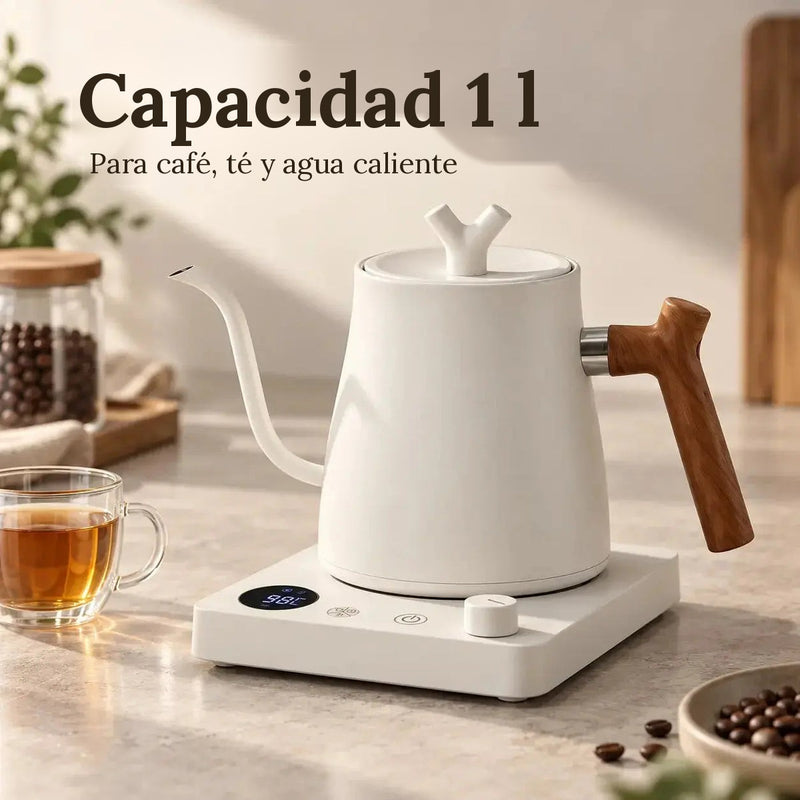 Hervidor eléctrico de cuello de cisne blanco con capacidad de 1 l