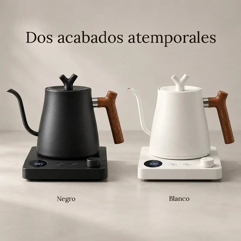 Hervidor eléctrico de cuello de cisne de 1 l en negro y blanco