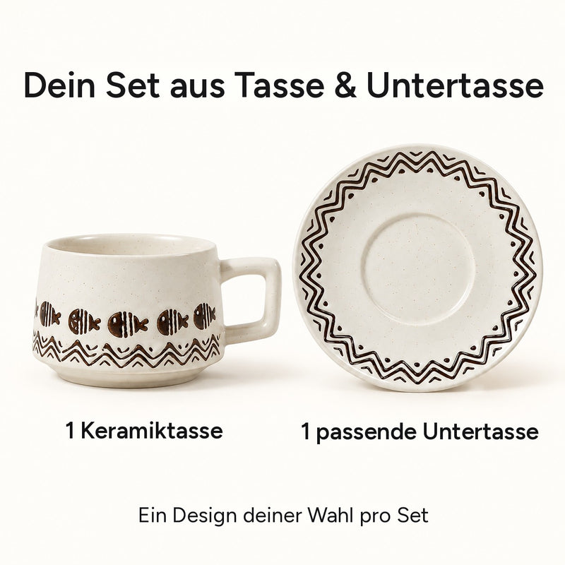 Lieferumfang: 1 Keramiktasse und 1 passende Untertasse