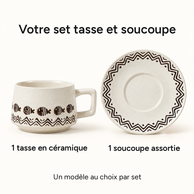 Contenu : 1 tasse en céramique et 1 soucoupe assortie
