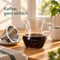 Pour-Over-Kanne aus Glas 400 ml mit Edelstahlfilter