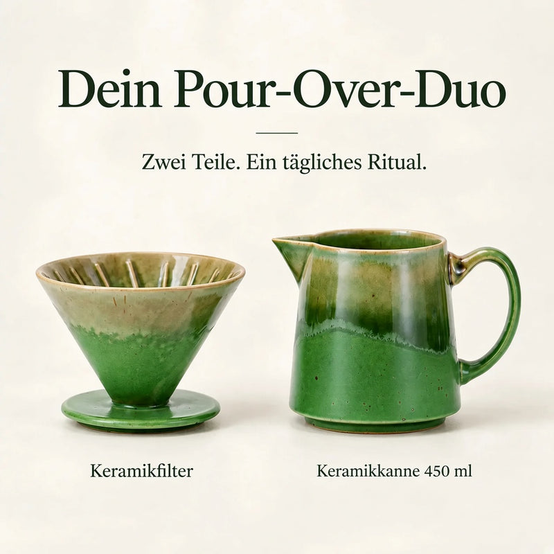 Grüner Keramikfilter und Keramikkanne 450 ml